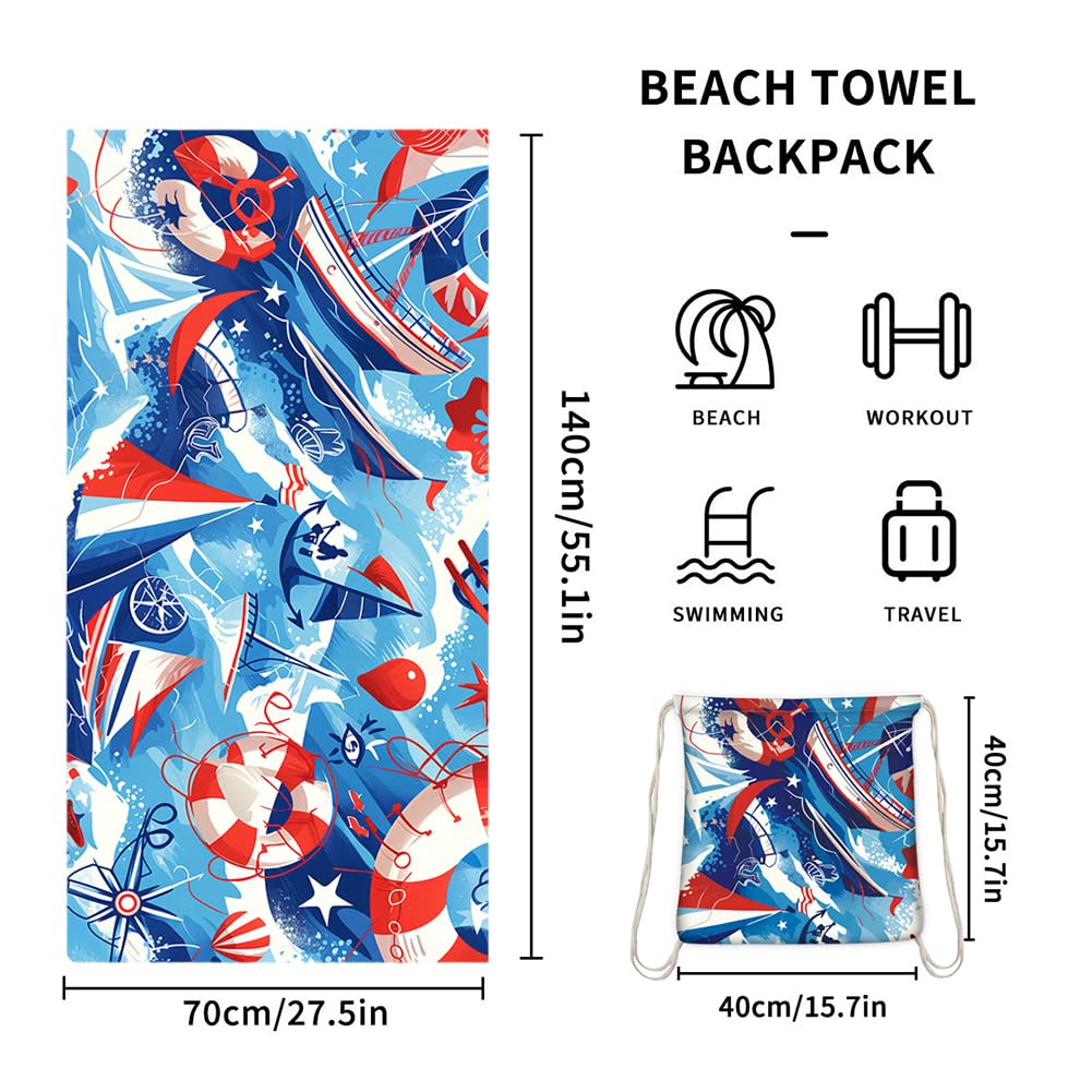 2-in-1 Foldable Beach Towel Microfibre Beach Towel for Adults Extra Large Beach Towels Foldable Sandproof Quick Dry Sandproof Foldable Storage for