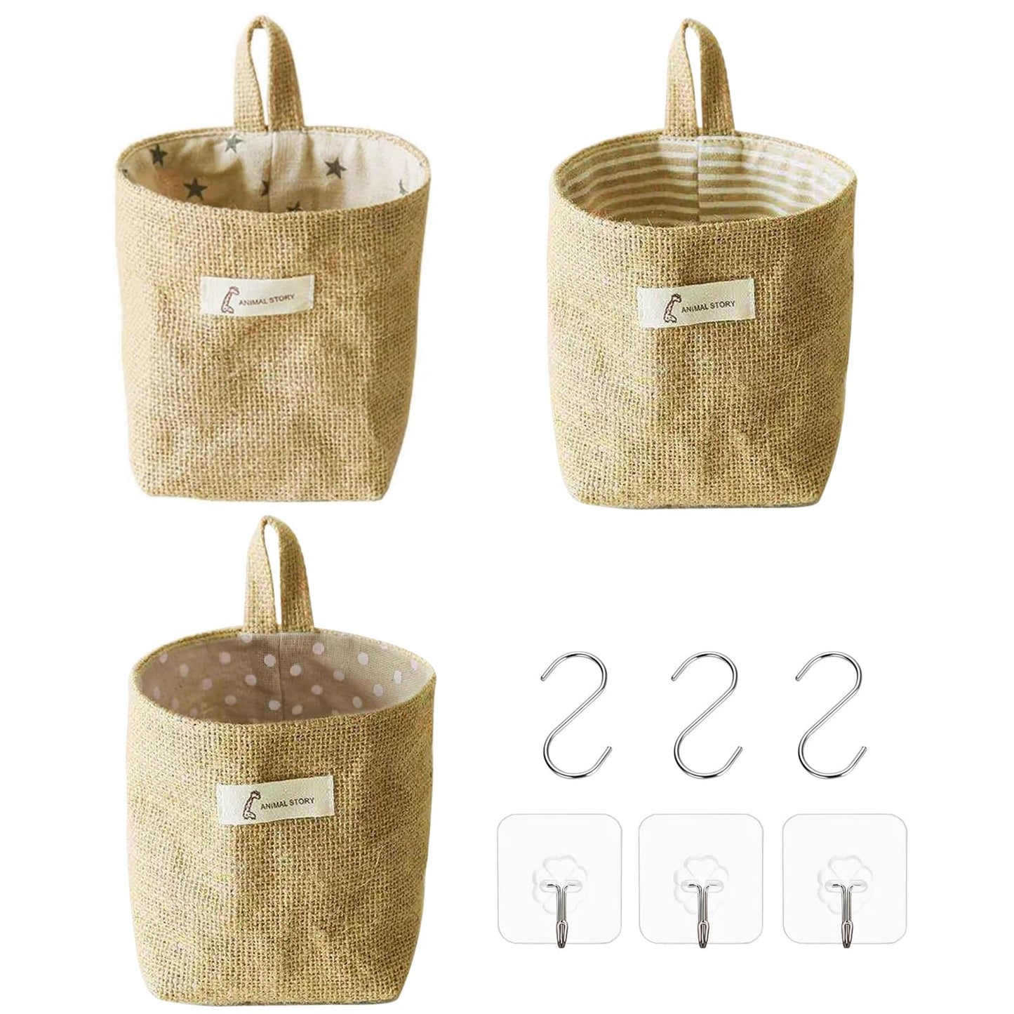 Cisyia 3 Pcs Hanging Storage Baskets, Foldable Wall Organizer
