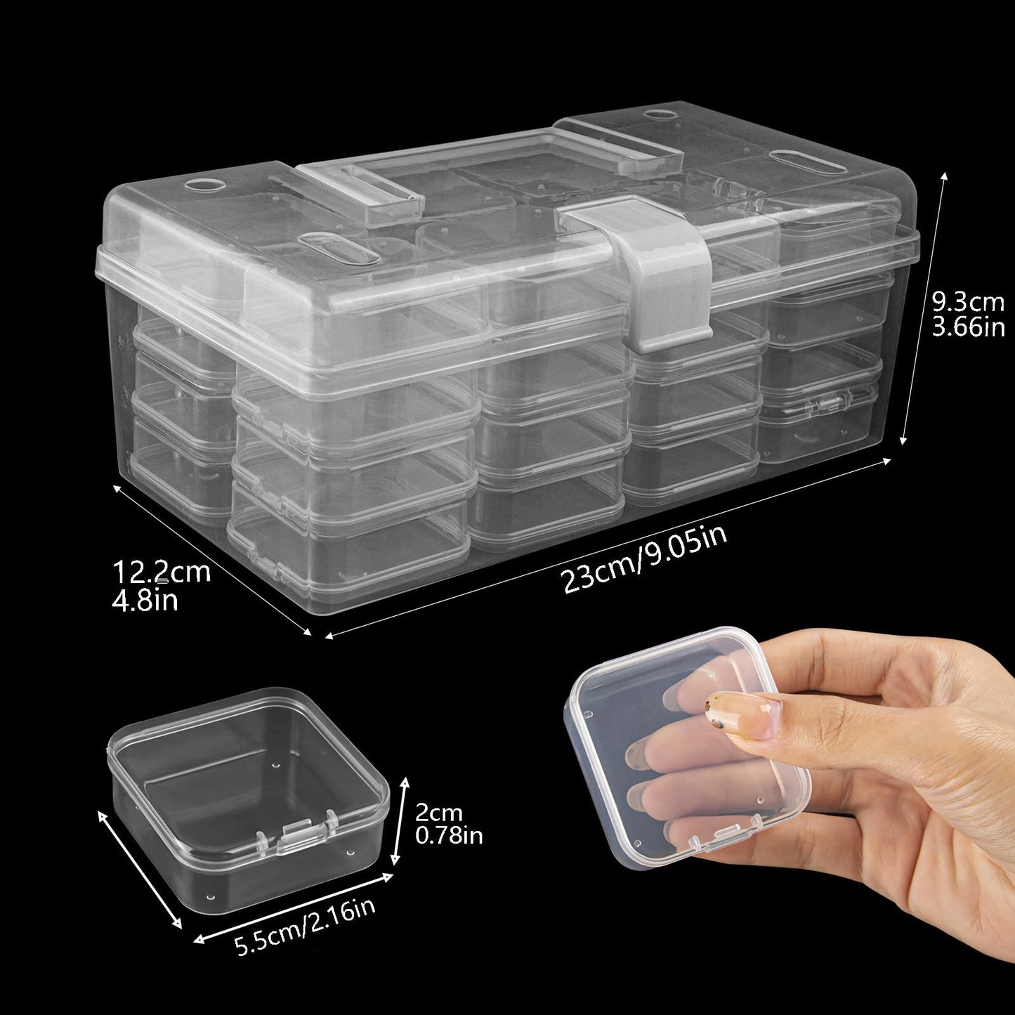 Xygobla 33Pcs Clear Plastic Bead Organiser Set