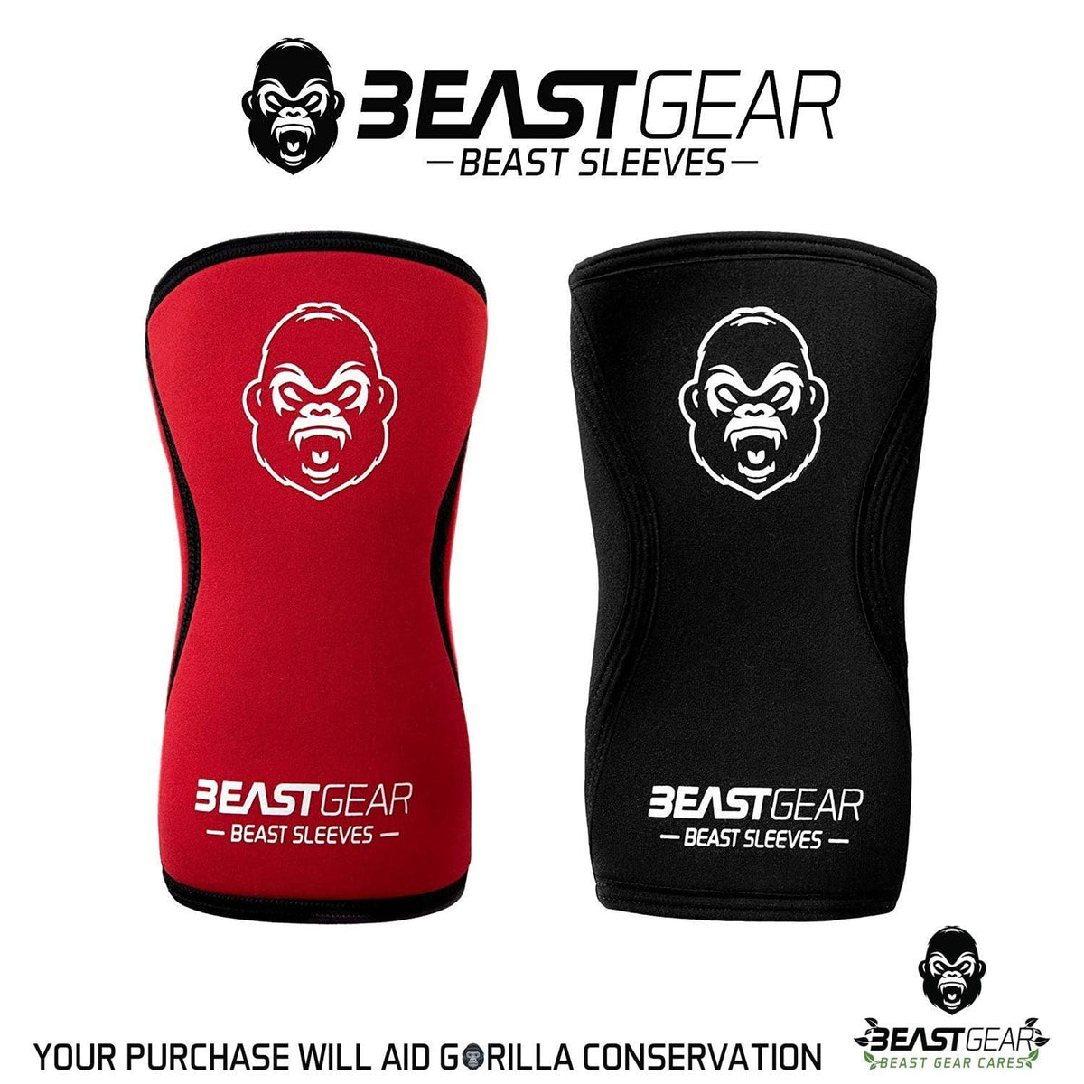 Beast Gear Premium 5mm Neoprene Compression Knee Sleeves for Support and Protection. Weightlifting, Crossfit, Powerlifting, Squats, Running (M)