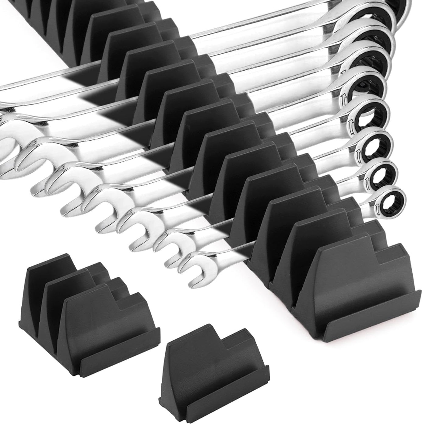 Kisbeibi Wrench Organizer for 40 Wrenches, Improving Efficiency Magnetic Wrench Holder, Tool Organizer for Tool Box, Wall-Mounted Pliers Holder Wrench