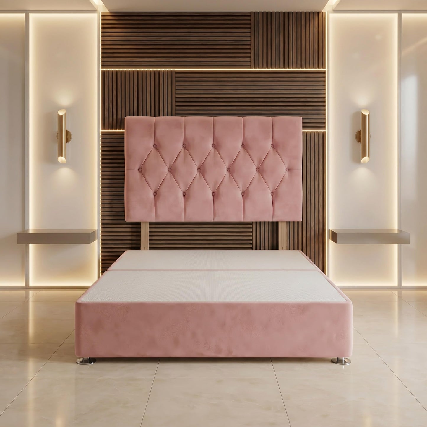 Bed Centre Ziggy Plush Single Divan Base 30" Headboard, Pink, 0 Draw
