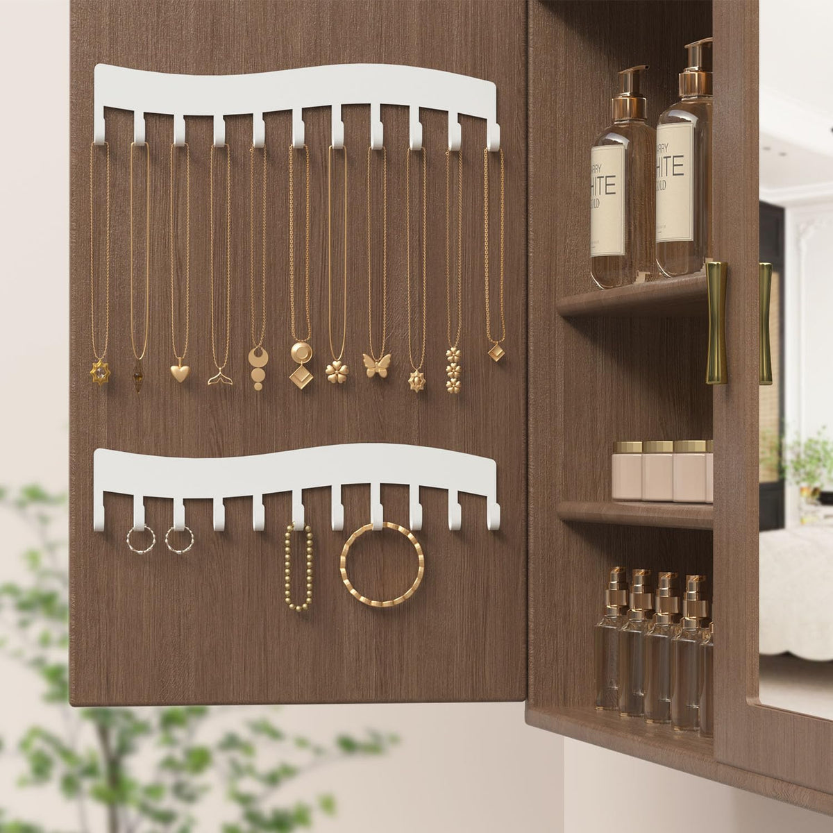 Josmimic Necklace Holder Wall Organizer (White)