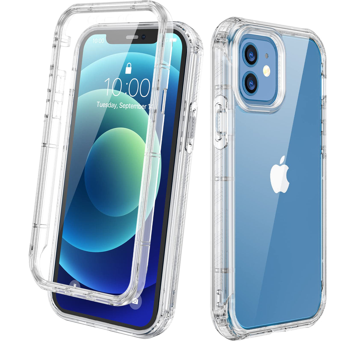 Diaclara Compatible with iPhone 12/12 Pro Case, 360? Full Body with Built-in Screen Protector Touch Sensitive Shockproof Bumper Case Cover Clear-Back