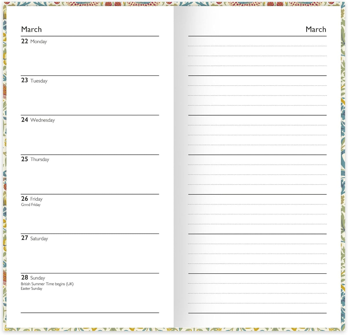 William Morris 2027 Slim Weekly Diary | Pocket Hardback Planner with Strawberry Thief & Cray Covers | Week-to-View with Notes (Copy)