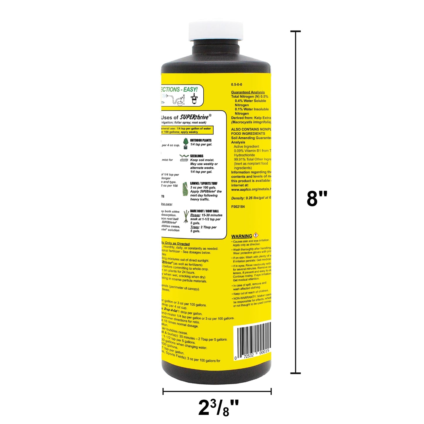Superthrive VI30155 Hydrogarden Vitamin Solution, Plant nutrients, Plastic bottle, Multi, 1 Pint