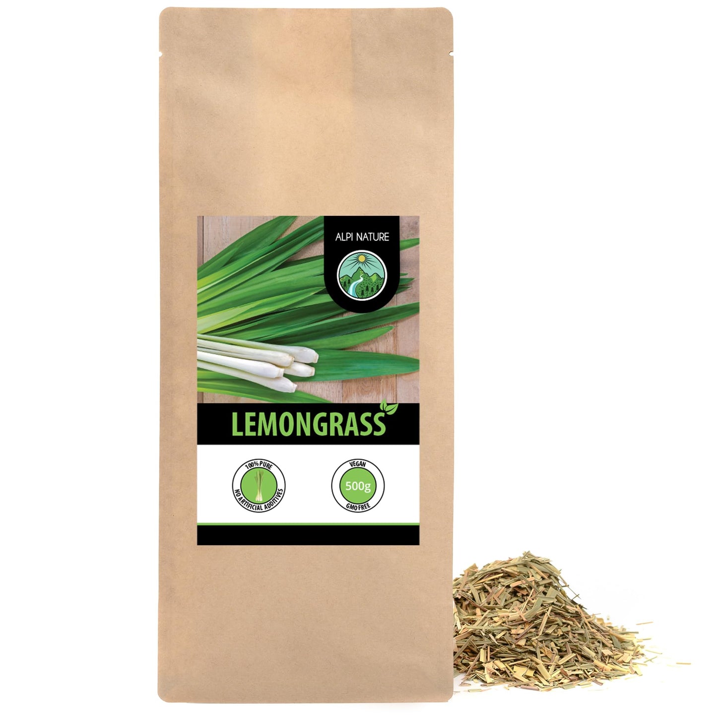 Alpi Nature Lemongrass Tea 500g 1.1 lb, Loose Leaf Tea, Dried and Cut Lemongrass Leaves