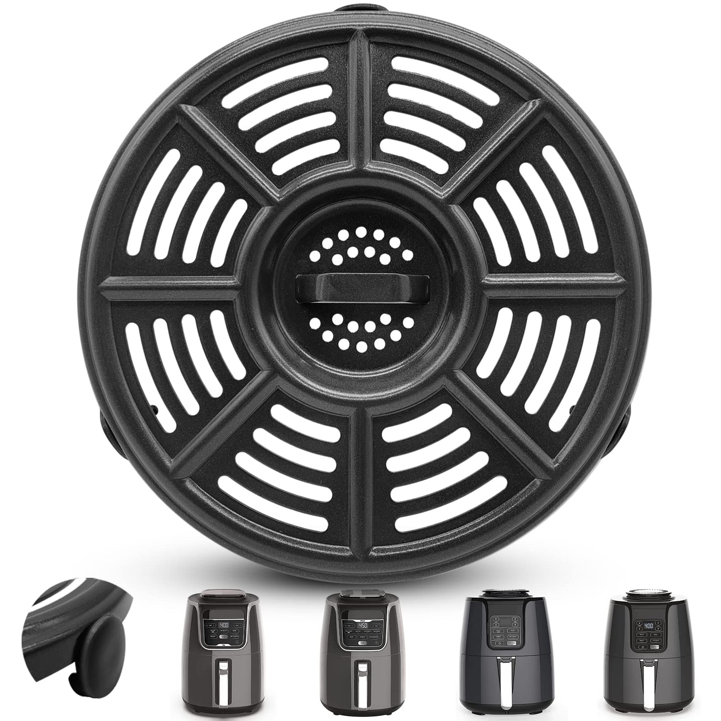 GCQ Air Fryer Accessories for Ninja AF100UK 3.8L 4 in 1 AF160UK 5.2L 6 in 1 AF150 Air Fryer, 8.2'' Round Food Grade Air Fryer Grill Pan Grill Plate