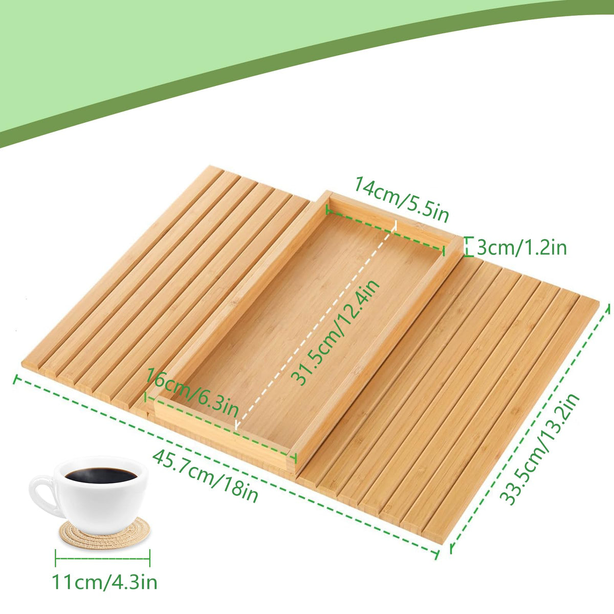 SHILIPAIJC Sofa Arm Tray, Armchair Tray Sofa Arm Table with Cup Mats