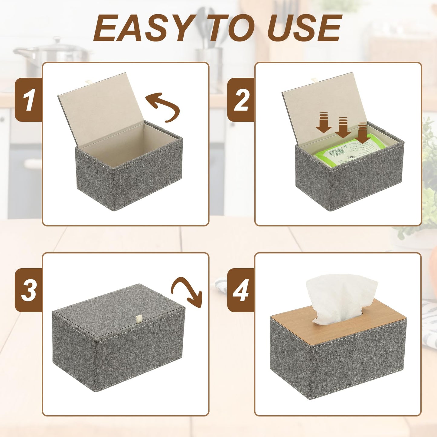 sourcing map Tissue Box Cover, Rectangle Modern Tissue Box Holder with Magnetic Closure for Living Room Bedroom Office Hotel Desk