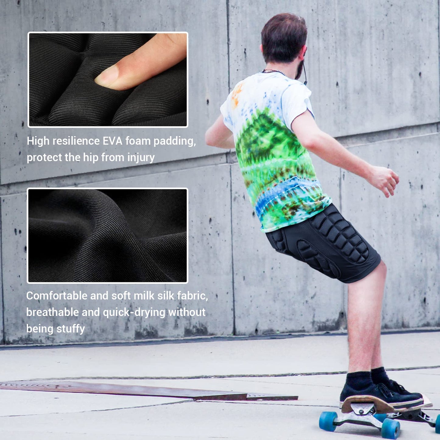 Cienfy 3D Hip Protection Eva Butt Pads Protective Padded Shorts Crash Pad Impact Gear for Skiing Skating Snowboarding Skateboarding (X-Small)