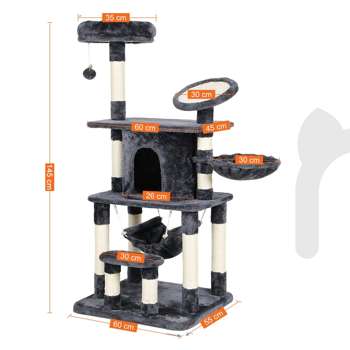 FEANDREA Cat Tree Multi-level Cat Play House Sisal Scratching Pad and Posts PCT25G