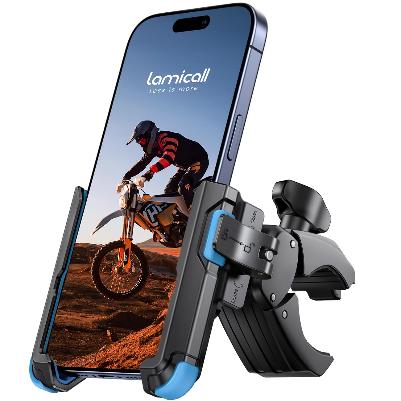Lamicall Motorcycle Bike Phone Holder - ?1s Quick Release? Universal Motorbike Phone Mount, Bicycle Handlebar Clamp for iPhone 17 16 15 14 Pro Max