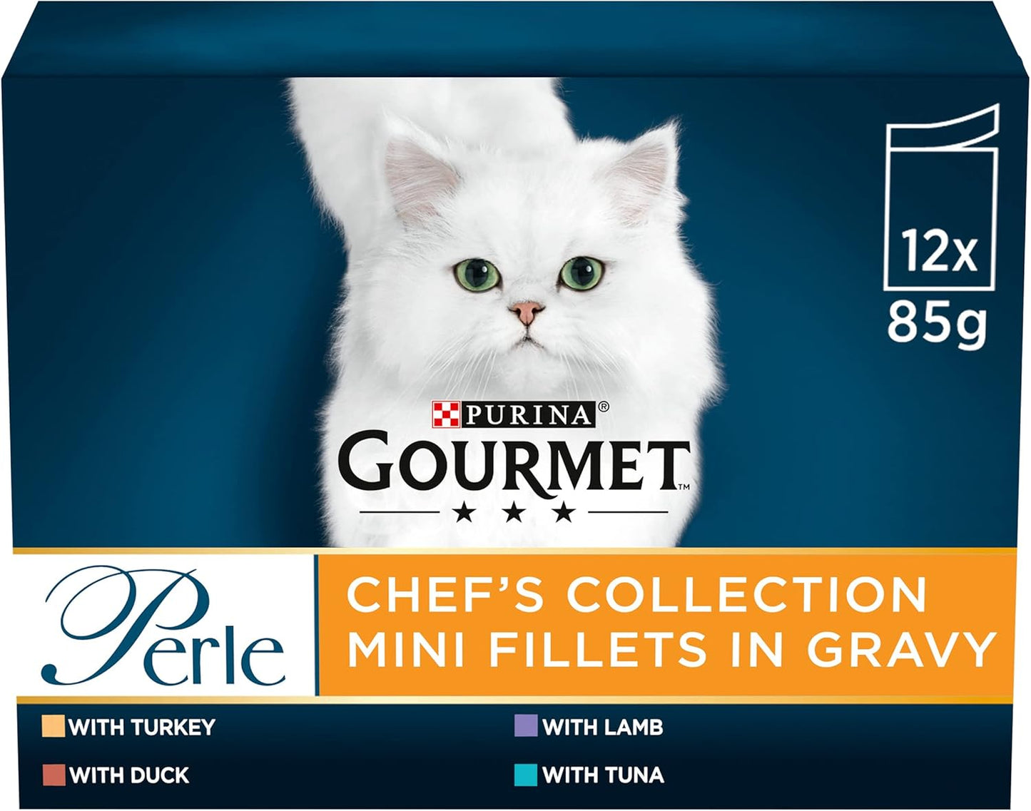Perle Chef's Collection In Gravy Wet Cat Food 12x85G, Pack of 4