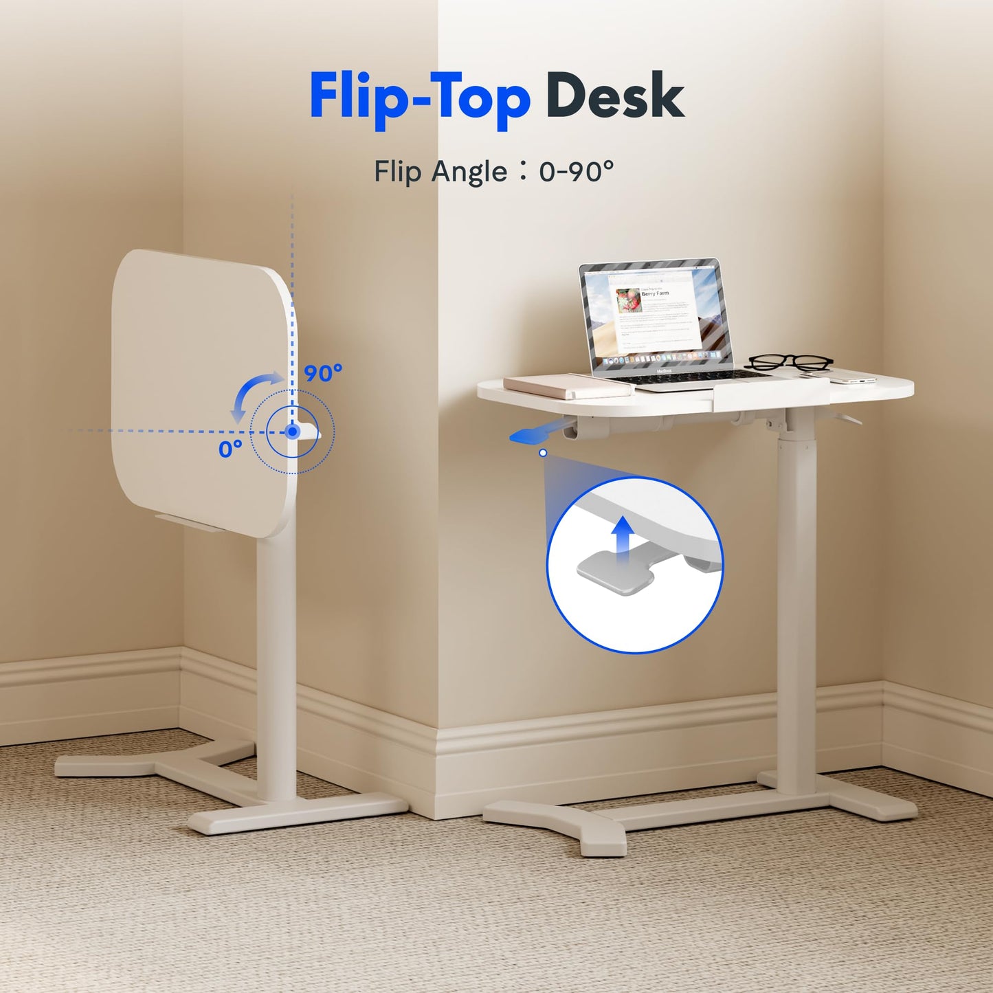 FLEXISPOT C-Shaped Side Table Height Adjustable End/Bedside Table for Sofa Bedroom Living Room Office