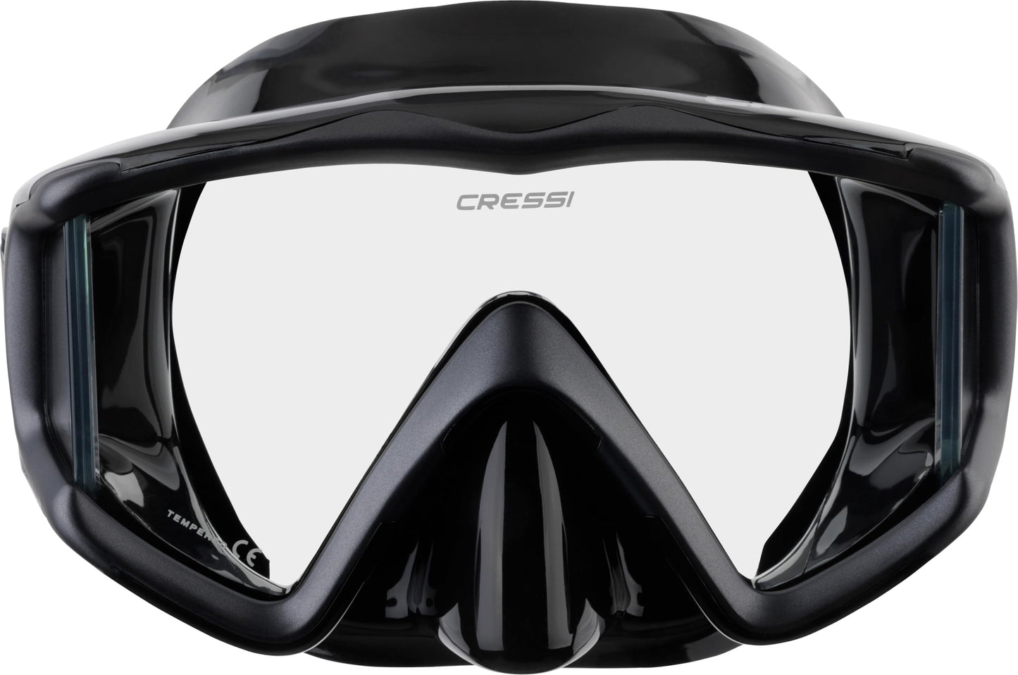 CRESSI Liberty Triside Mask - Panoramic 3 Glass Mask for Diving and Snorkelling, Black/Graphite, One Size, Unisex Adult