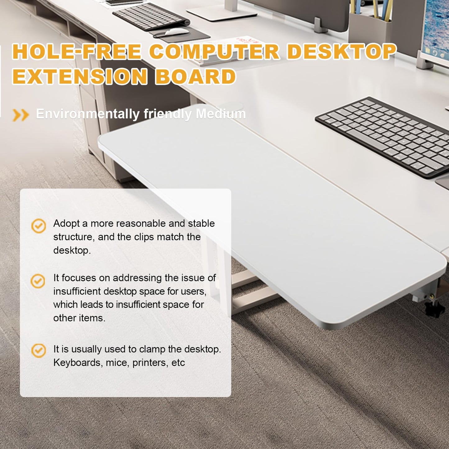 Cozyel Ergonomics Desk Extender Tray, 25.6X 9.8 Punch-Free Clamp on, Foldable Keyboard Drawer Tray