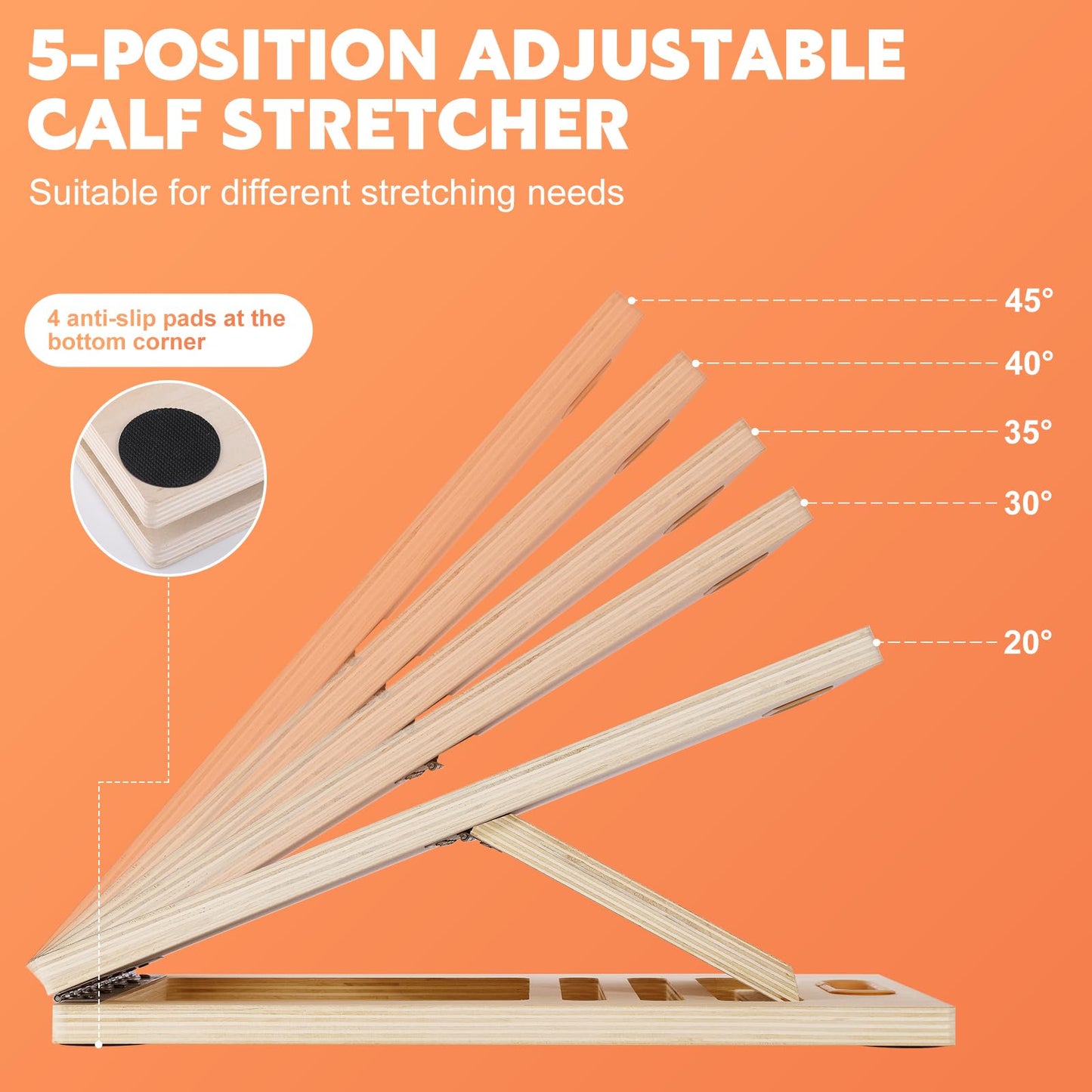 Slant Board for Calf Stretching, Adjustable Wooden Calf Stretcher Incline Board, Calf Stretch Board for Squats Leg Knees Heel Ankle Stretching