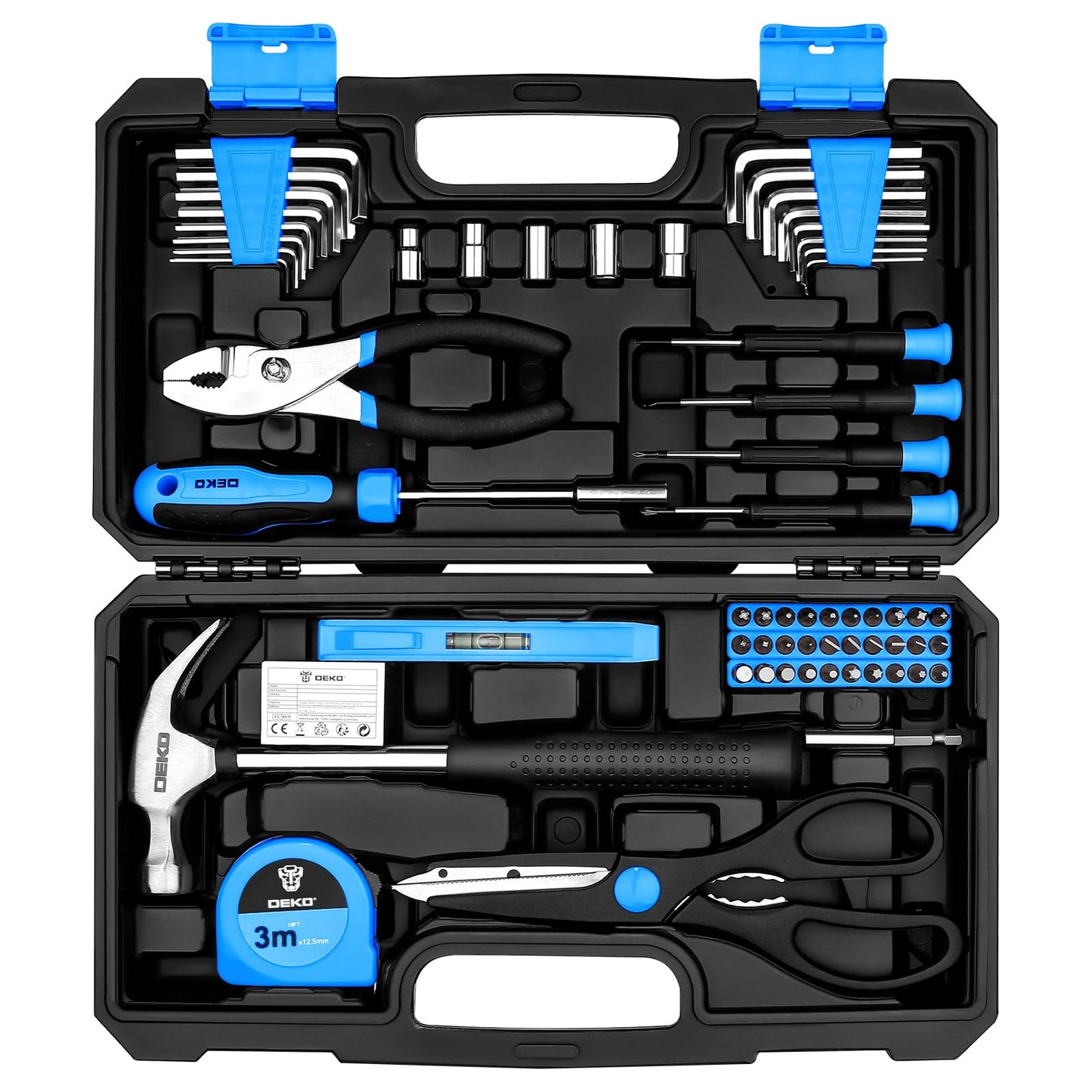 DEKO Tool Kit?Tool Set, Hand Tool Kit Box DIY for Men 62 Pieces, Home Repair DIY Tools Basic Hand Toolbox Sets for Home Blue