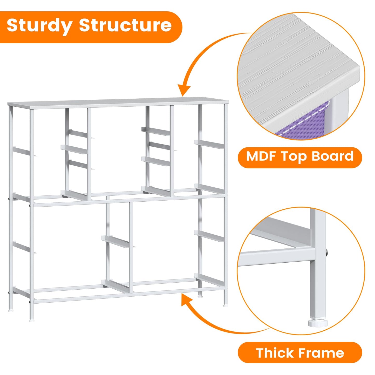 GoaHi Chest of Drawers, Large Dressers with Metal Frame and MDF Wooden Top Board, Adjustable Feet, Anti-Tip Safety