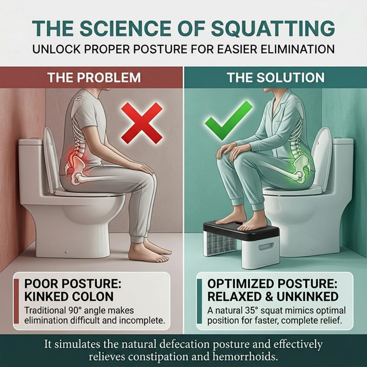 Toilet Stool for Bathroom,Non-Slip Potty Stool for Pooping,Toilet Step Stool for Adults/Seniors/Kids(1count) (black)