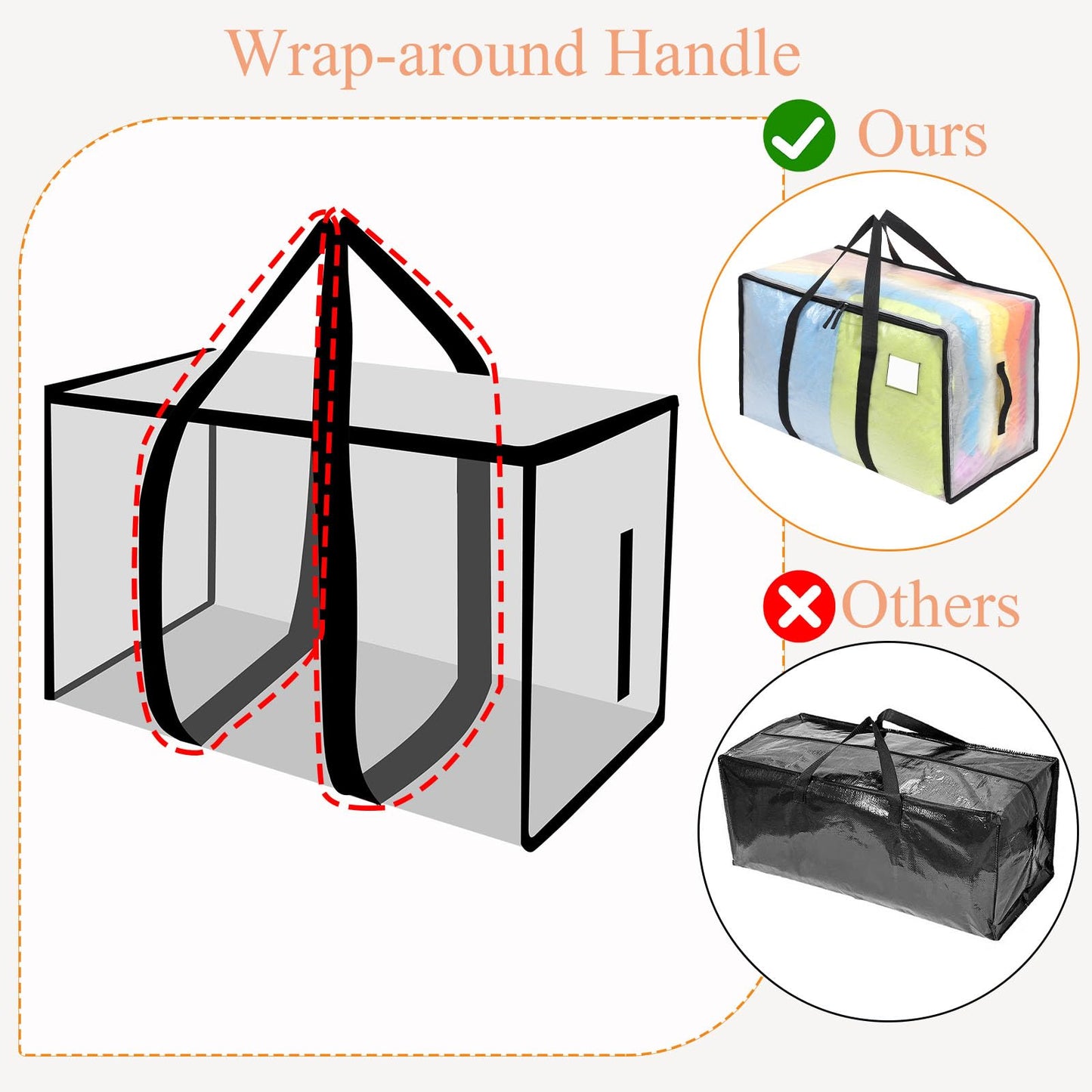 Dntorx 4 Pack 105L Moving Bags Heavy Duty Storage Bag Dorm Moving Essential