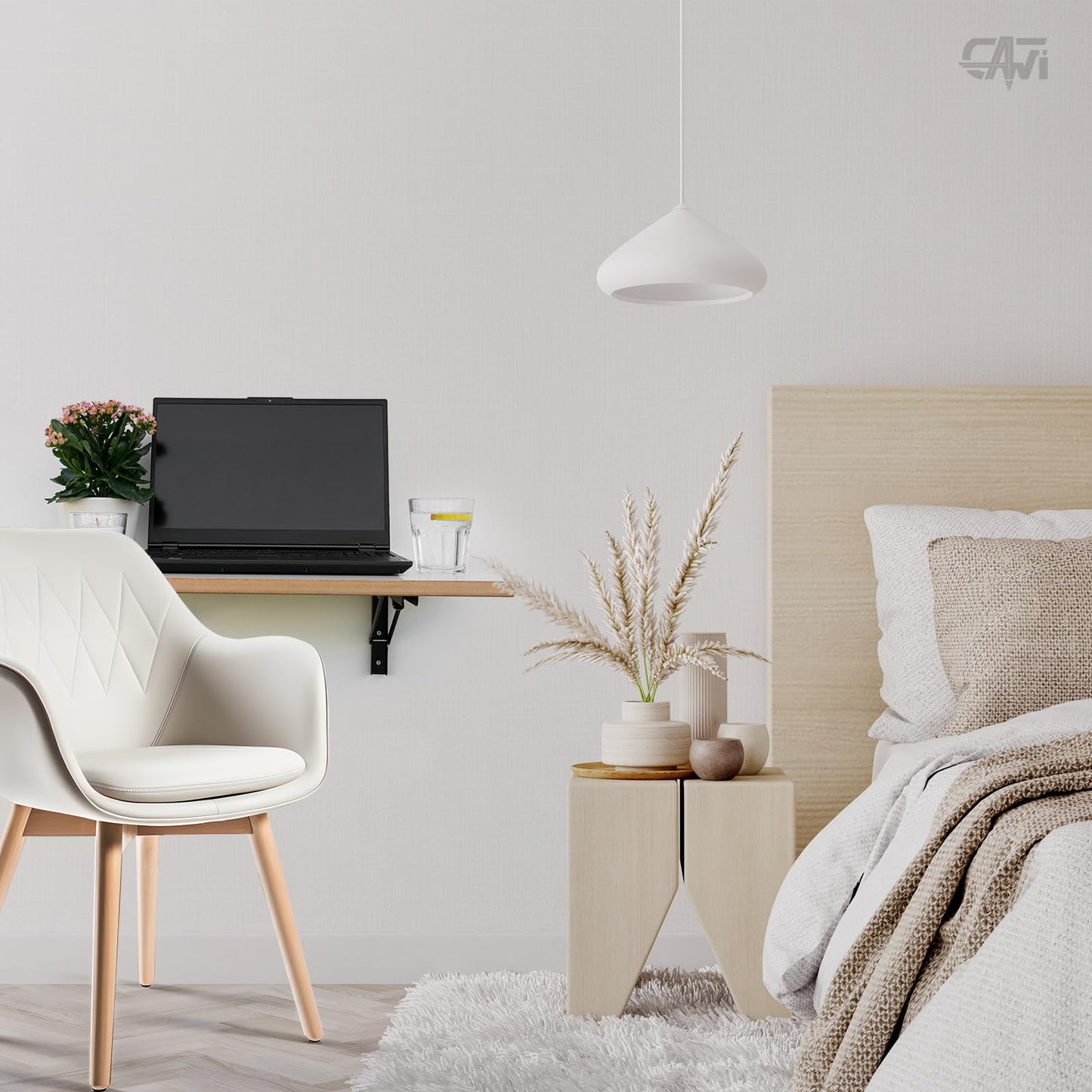 CAWI Sturdy Solid Wood Wall Folding Table: Space-Saving, Foldable Kitchen Table and Floating Desk, Laminated MDF Folding Table