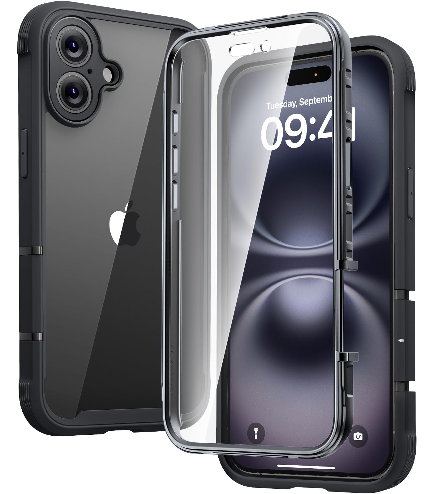Diaclara Designed for iPhone 16 Plus Case 6.7 Inch,Upgraded [Full Camera Protection] Full Body Rugged Clear Bumper Case w/Built-in Screen Protector