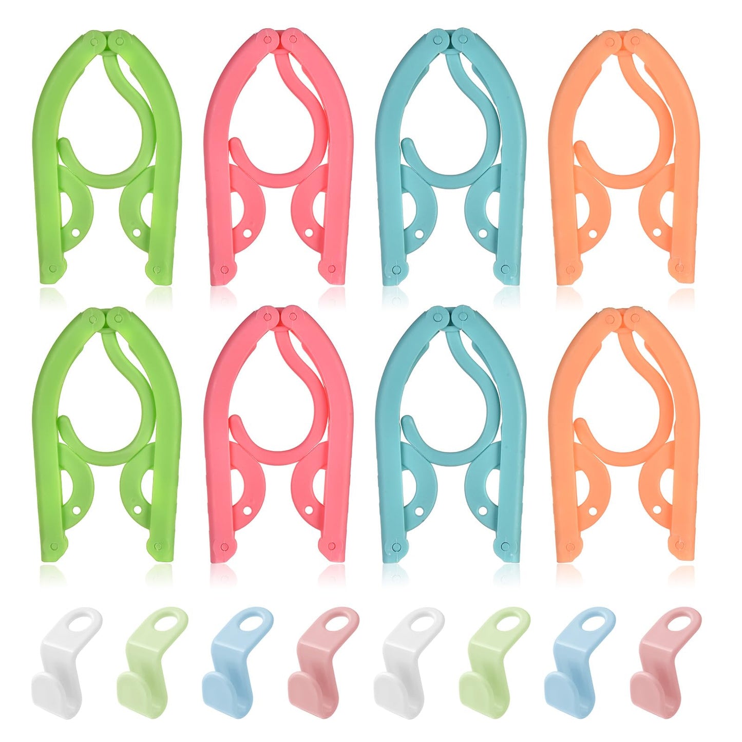 OSDUE 16PCS Folding Clothes Hangers, 4 Colors Travel Portable Clothes Hangers, Plastic Clothes Coats Hangers Hotel Camping Holiday Travel Accessories