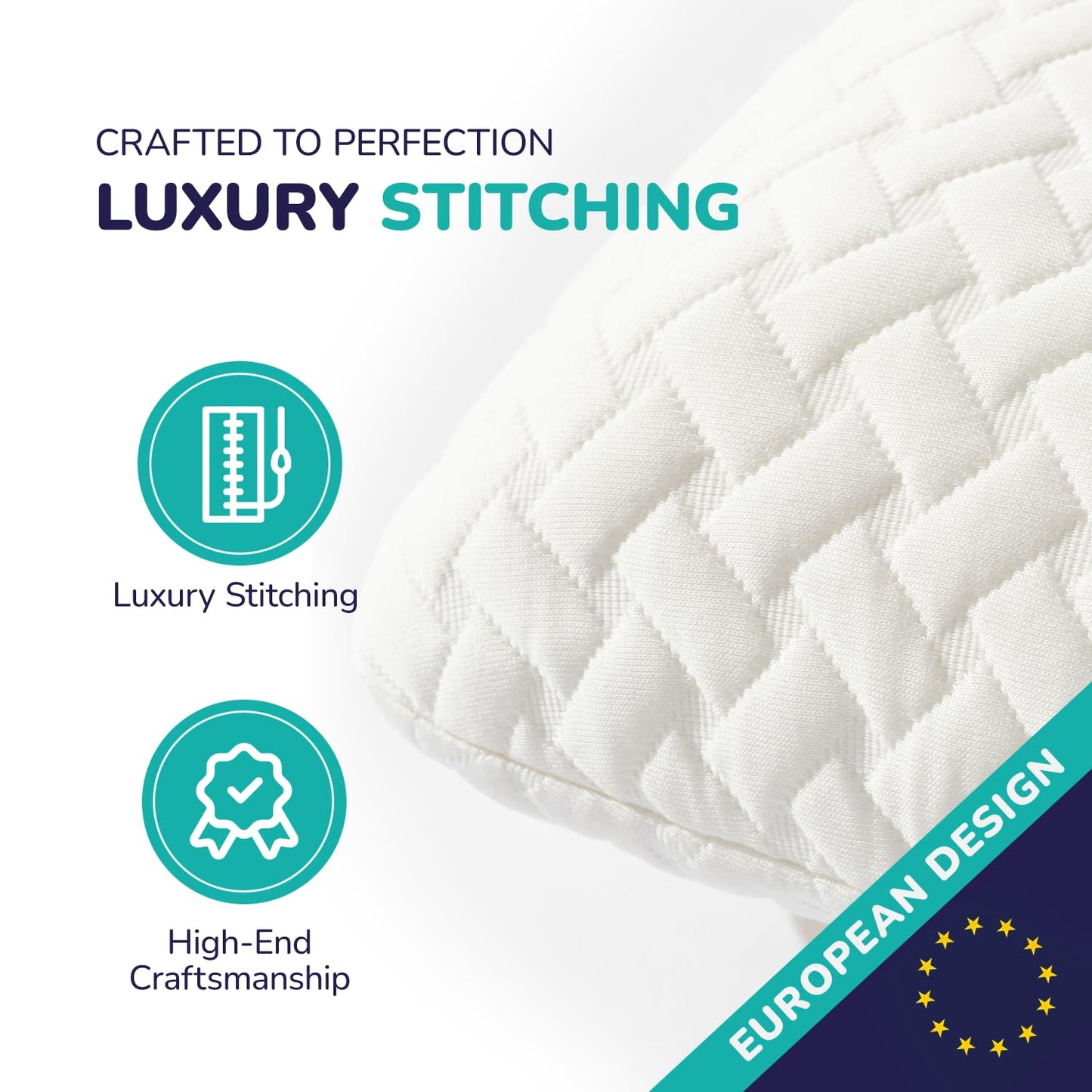 ZenPur Memory Foam Pillow - Orthopedic Neck Support, EU-Made, Side Sleeper Pillow with Bamboo Cover, Alleviates Neck, Shoulder Pain, and Aids Spine