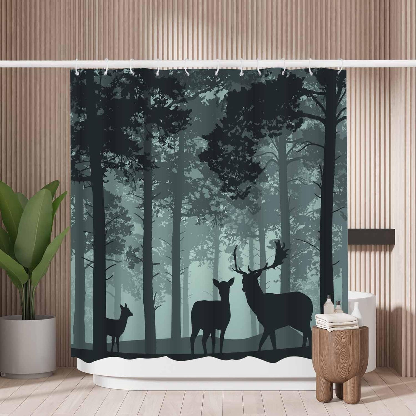 Woutay Shower Curtain Water Repellant Fabric Deer,Mould Proof Resistant,Polyester,Size 180x180CM