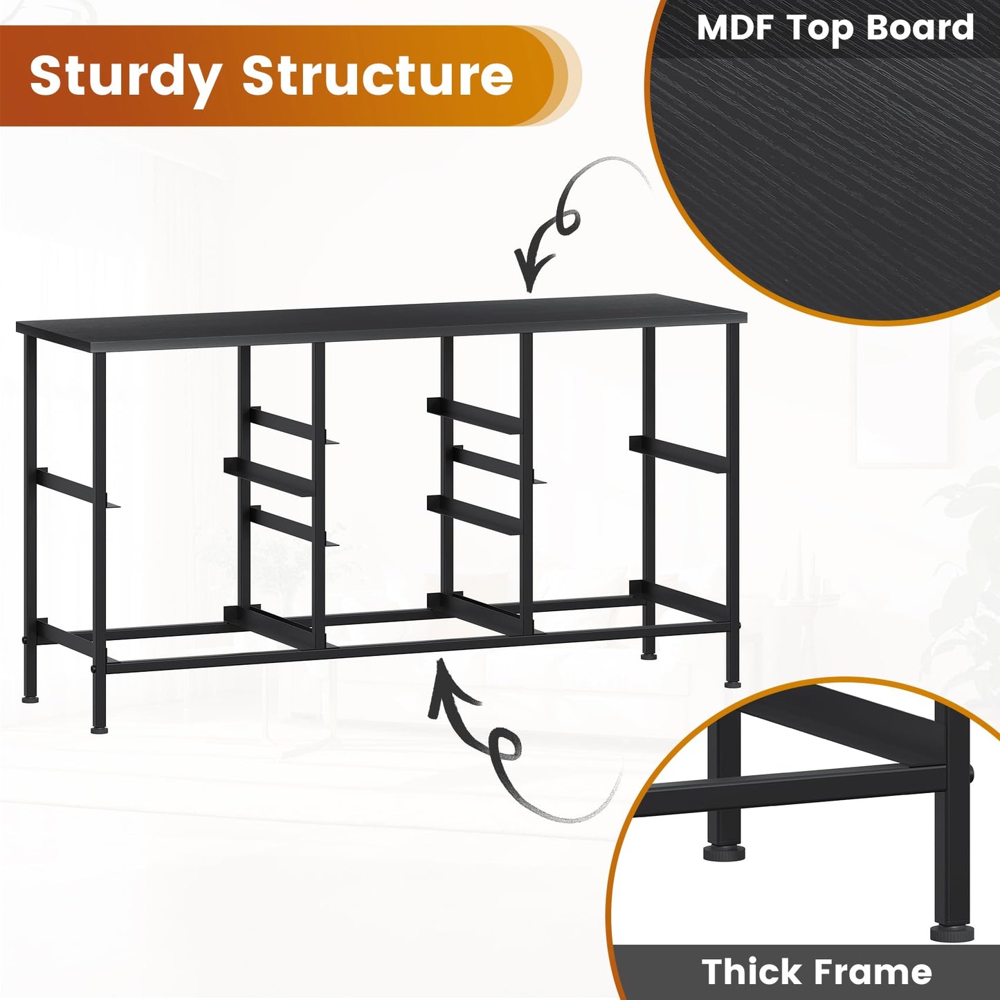 GoaHi Chest of Drawers, Small Dressers with Metal Frame and MDF Wooden Top Board, Adjustable Feet, Anti-Tip Safety