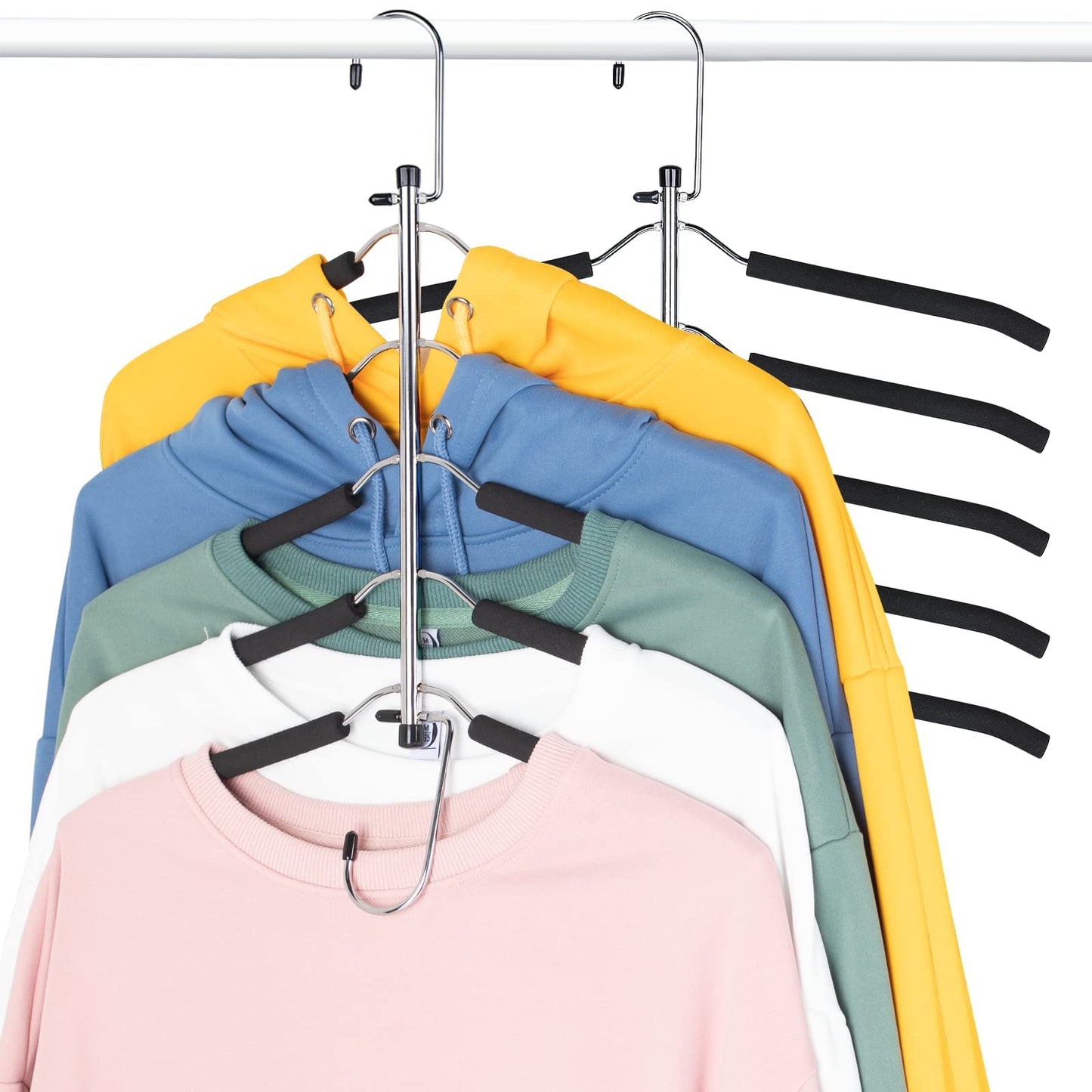 Shirt Hangers Space Saving, Non Slip 5 in 1 Coat Hangers, Black, 2Pack