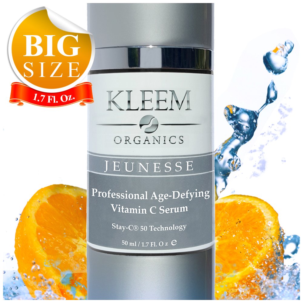DOUBLE SIZE Organic Vitamin C Serum for Face with Hyaluronic Acid and Vitamin E. Anti Aging Creams Proven to Reduce Wrinkles, Age Spots & Dark Spots