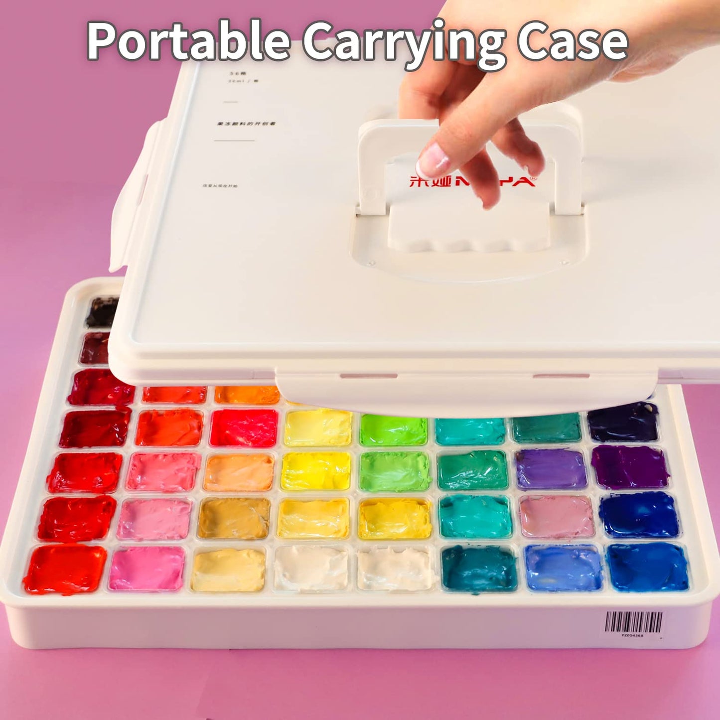 HIMI Gouache Paint Set, 56 Colours x 30ml/1oz with a Portable Carrying Case, Unique Jelly Cup Design, Non-Toxic, Guache Paint for Canvas Watercolor