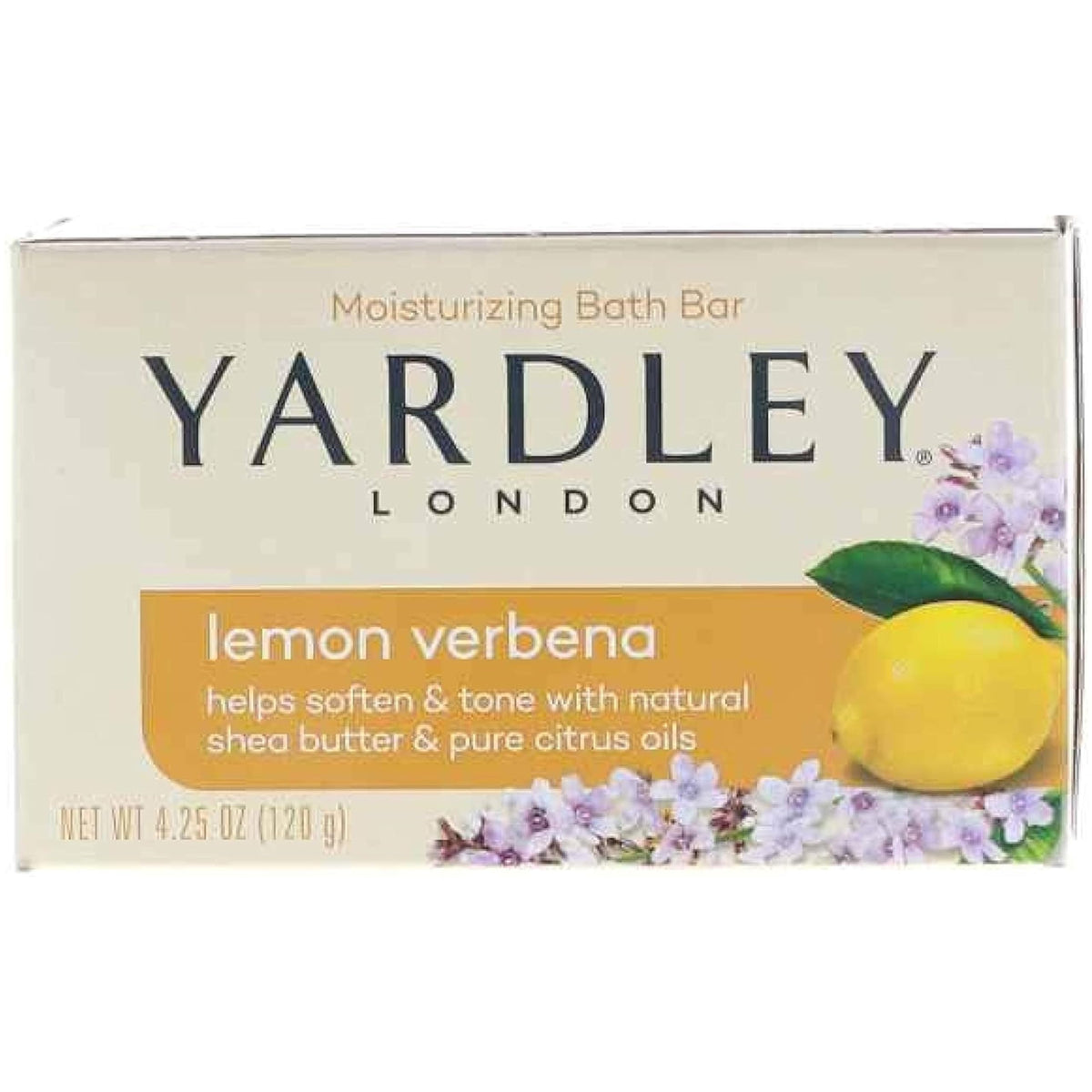 Yardley London Lemon Verbena with Shea Butter & Pure Citrus Oil Moisturizing Bar 4.25 ozr (Pack of 3)