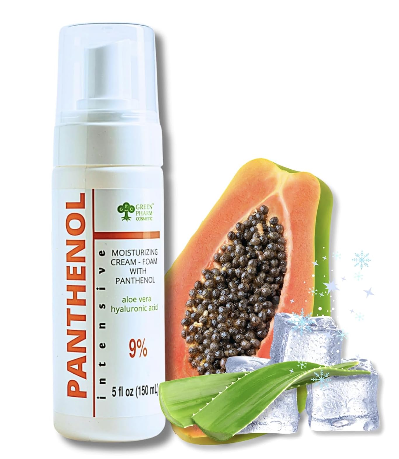 9% Panthenol Foam Moisturizer for Instant Redness Relief - Regenerates Skin Barrier with Aloe Vera & Hyaluronic Acid | After Sun, Tattoo Care & Hair