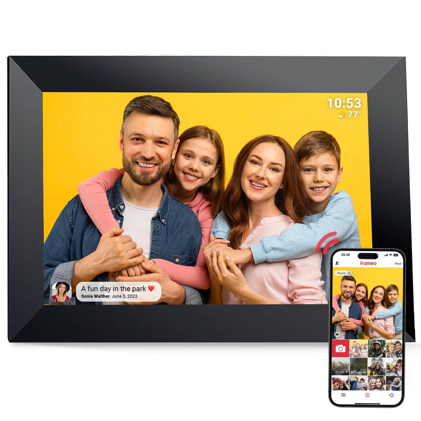 Frameo Digital Picture Frame VESWWE 10.1 IN Digital Photo Frame WiFi 1280x800 IPS Touch Screen 32GB Storage Auto-Rotation Instantly Share Photos and