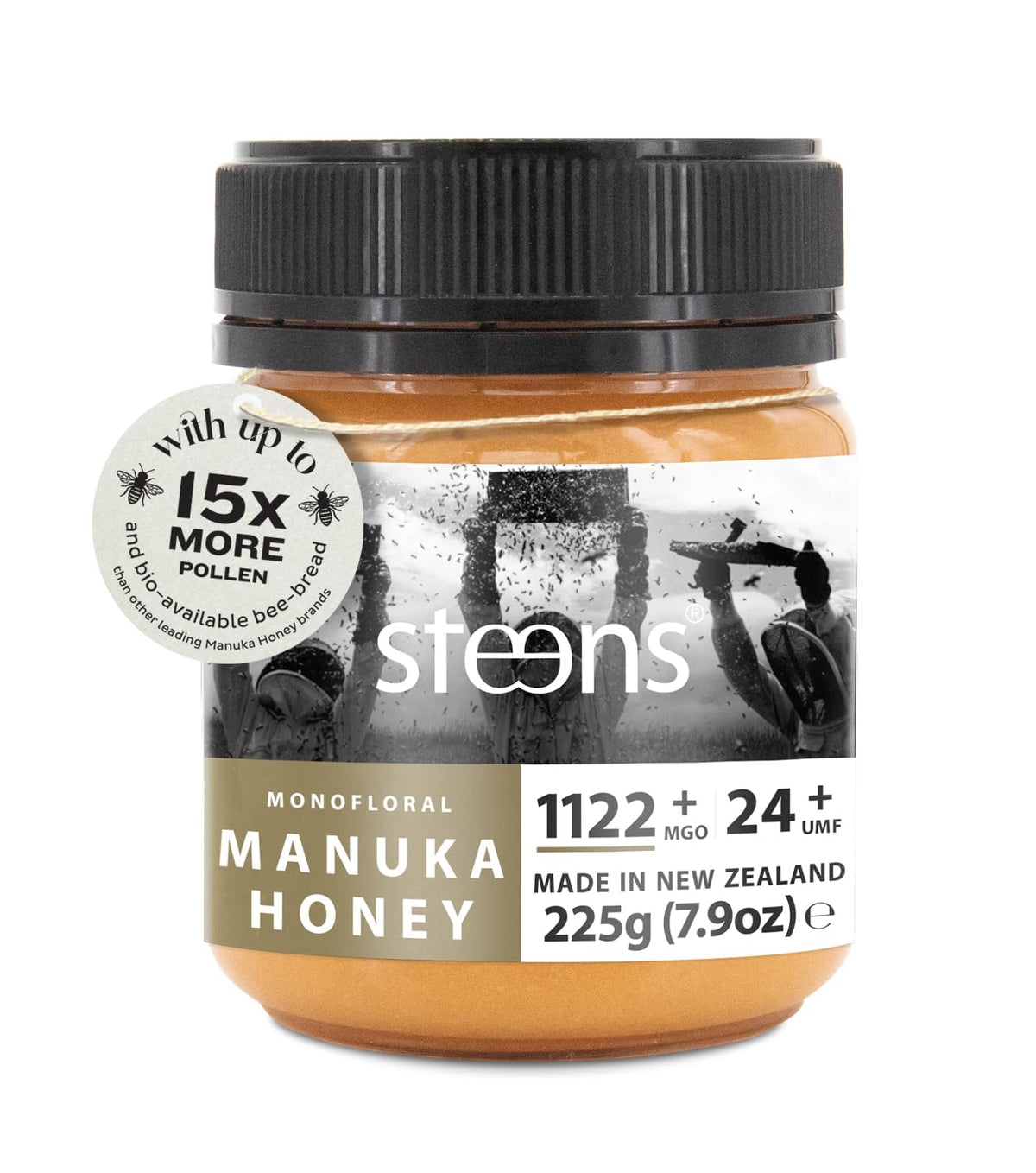 Steens Manuka Honey - MGO 1122+ - Pure & Raw 100% Certified UMF 24+ Manuka Honey - Bottled and Sealed in New Zealand - 225g