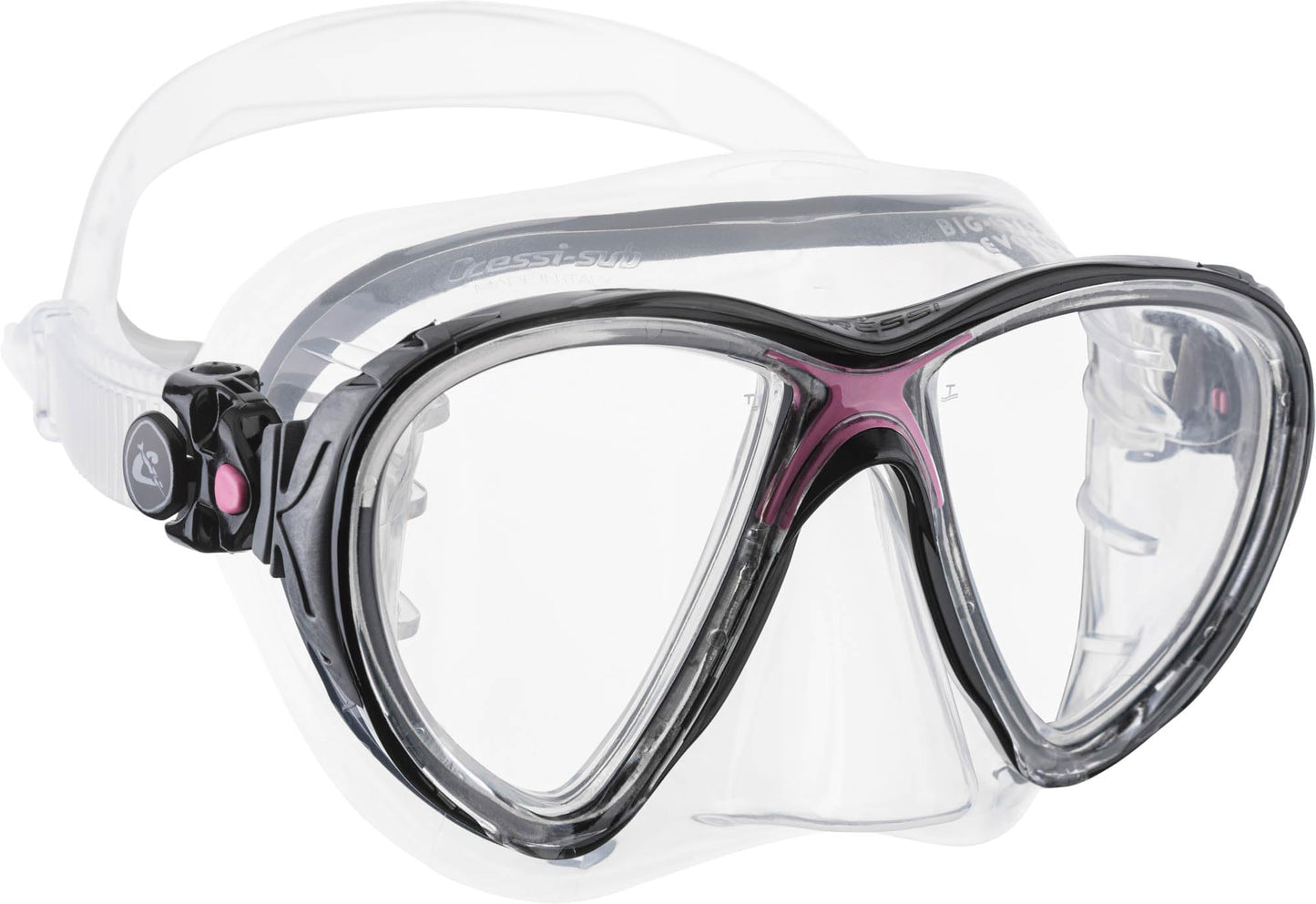 Cressi Big Eyes Evolution Mask & Alpha Ultra Dry Snorkel - Dive Combo Set, One Size, Transparent/Pink, Adult Unisex