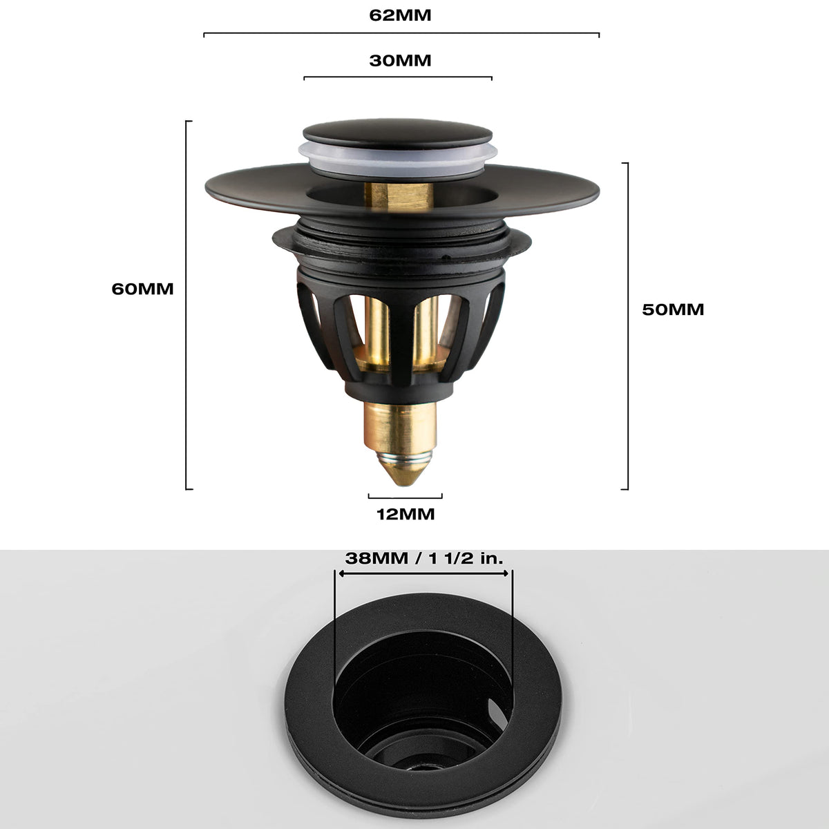 Xcel Home Matte Black Click Clack Pop-Up Basin Waste Plug Replacement 1 Pc