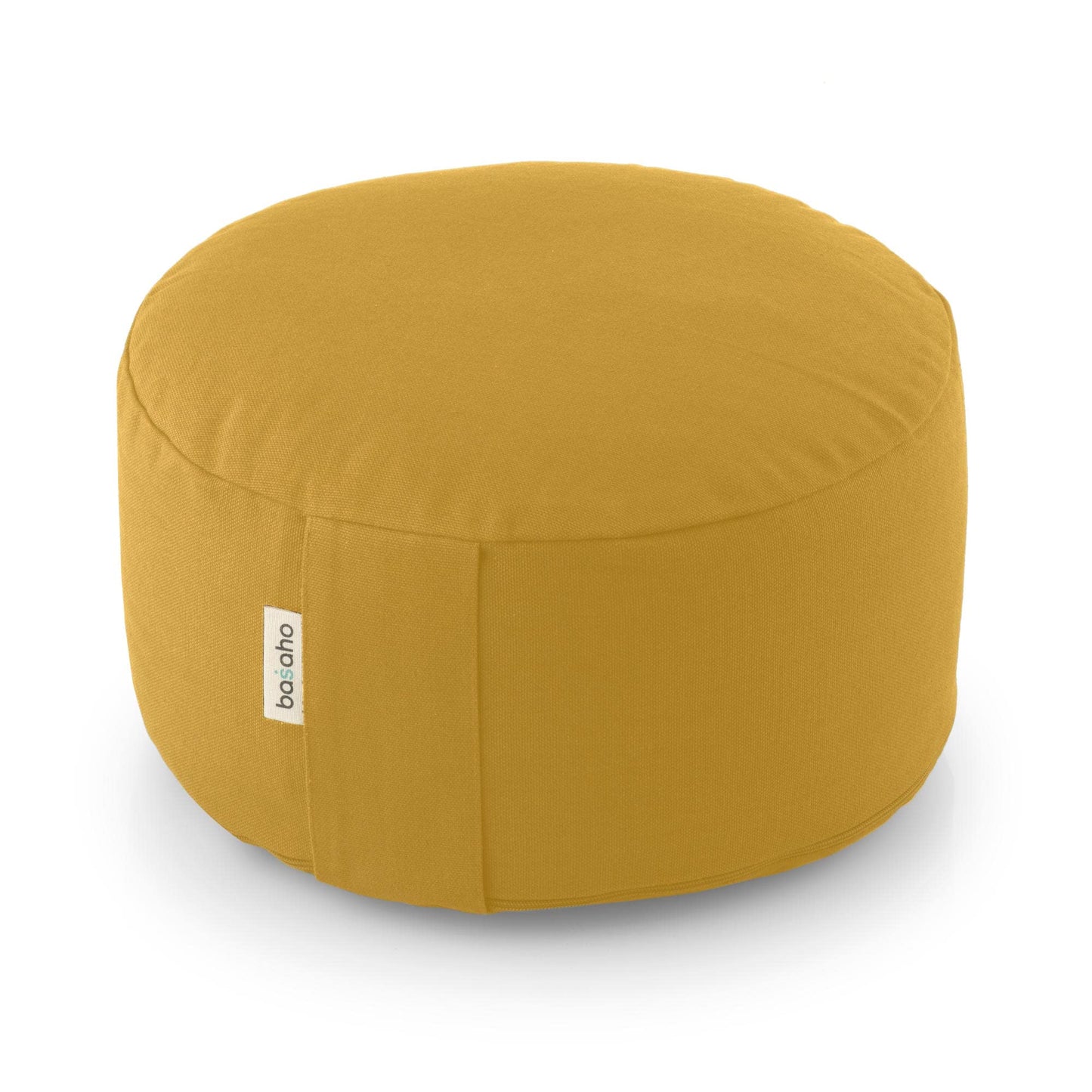 basaho WHEEL Zafu Meditation Cushion | Organic Cotton | Buckwheat Hulls | Removable Washable Cover (Mustard)