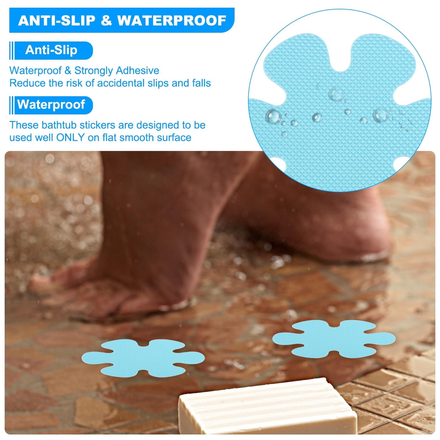 PATIKIL Bathtub Non Slip Stickers 3.2 x 3.2 Inch, 12 Pack Flower Safety Shower Floor Anti Slip Stickers with Adhesive Decals Scraper for Bath Tub