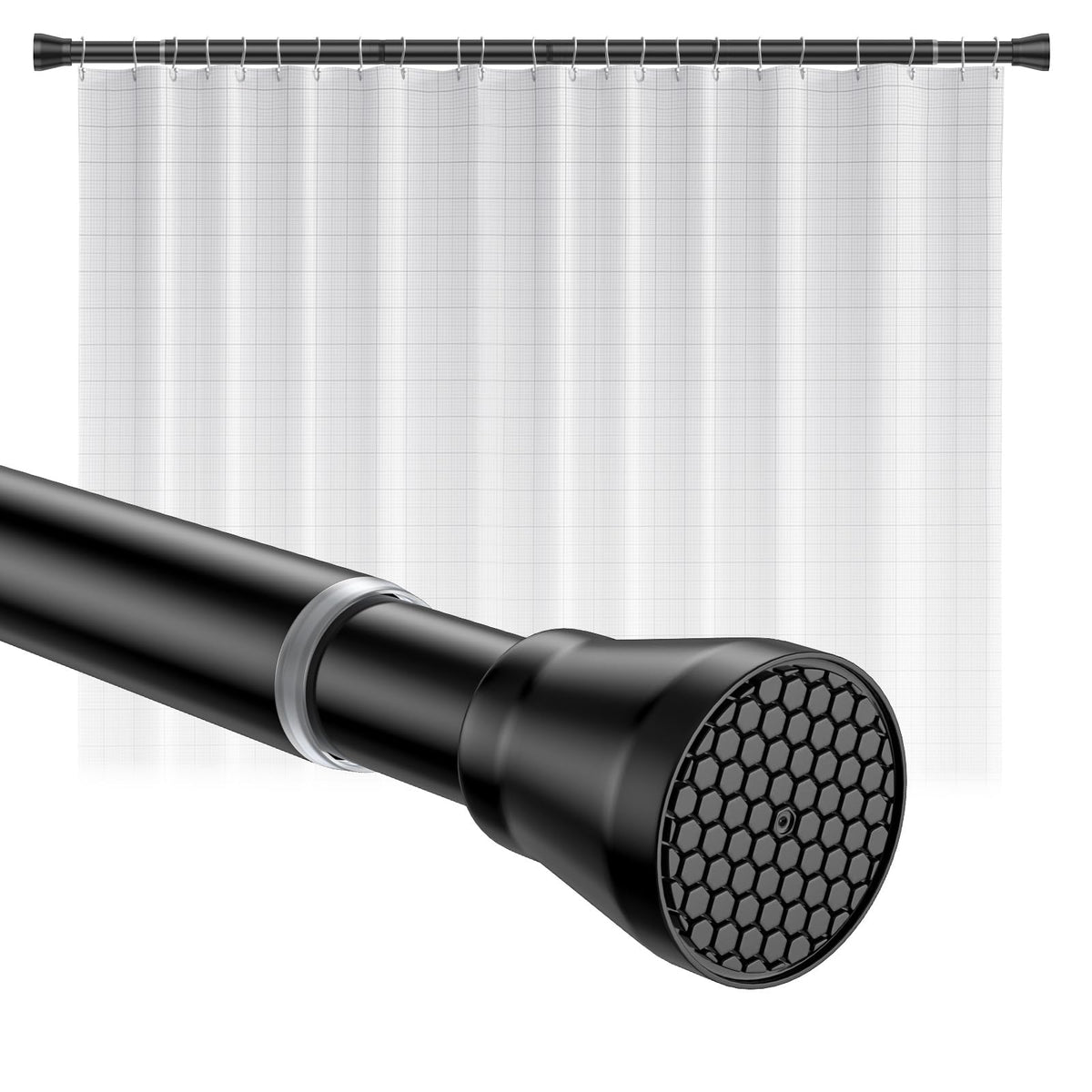 Shower Curtain Pole 113-197cm Extendable Curtain Poles Shower Curtain Rail Tension Rods for Curtains Telescopic Extendable Curtain Rail for