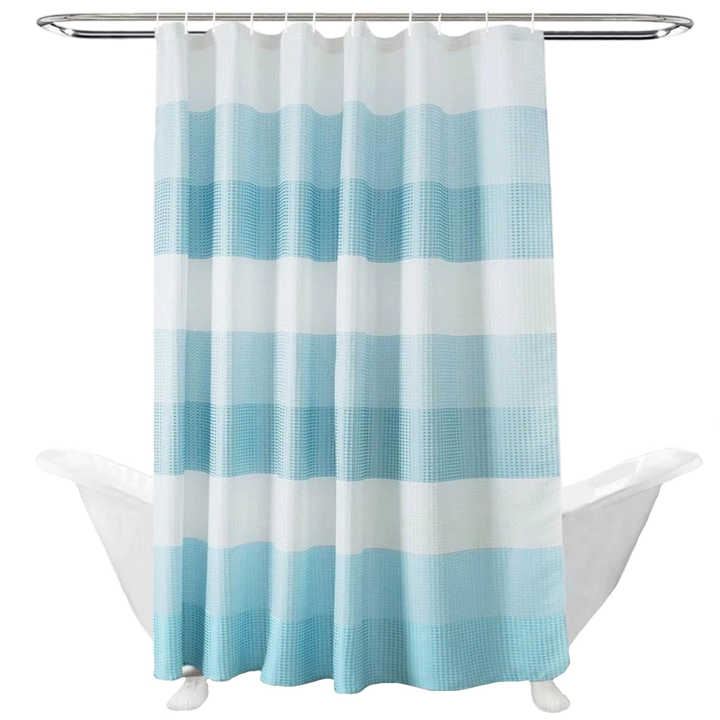 maifey Shower Curtain for Bathroom, Waffle Fabric Heavy Duty Waterproof Wet Room Blue Shower Curtains Heavy Duty Bath anti-fouling with 12 Hooks 180