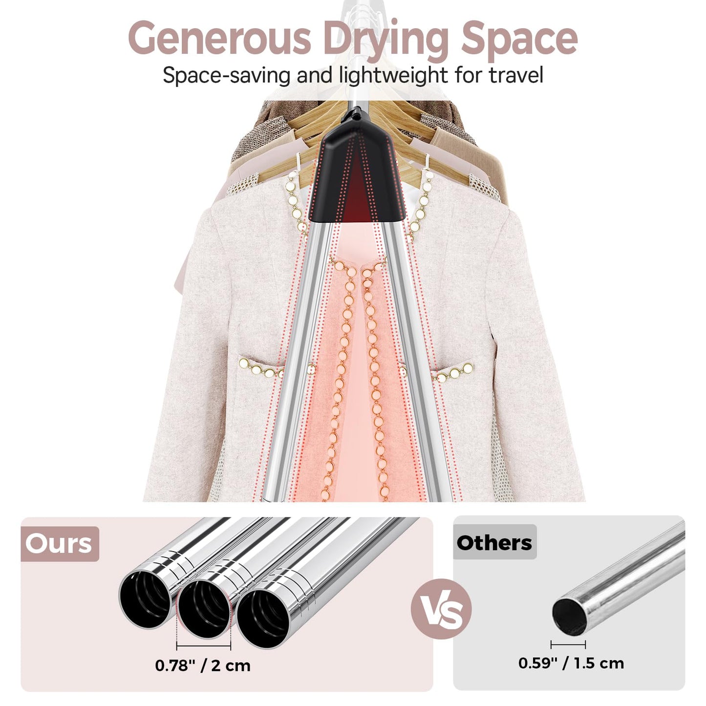 SYKIARIOL Stainless Steel Clothes Rail, Collapsible Drying Rack