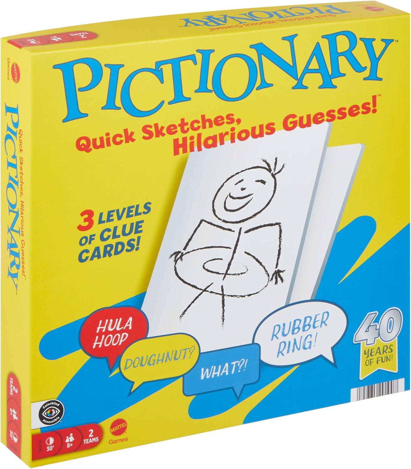 Mattel Games Pictionary Family Board Game, New but open, scruffy box
