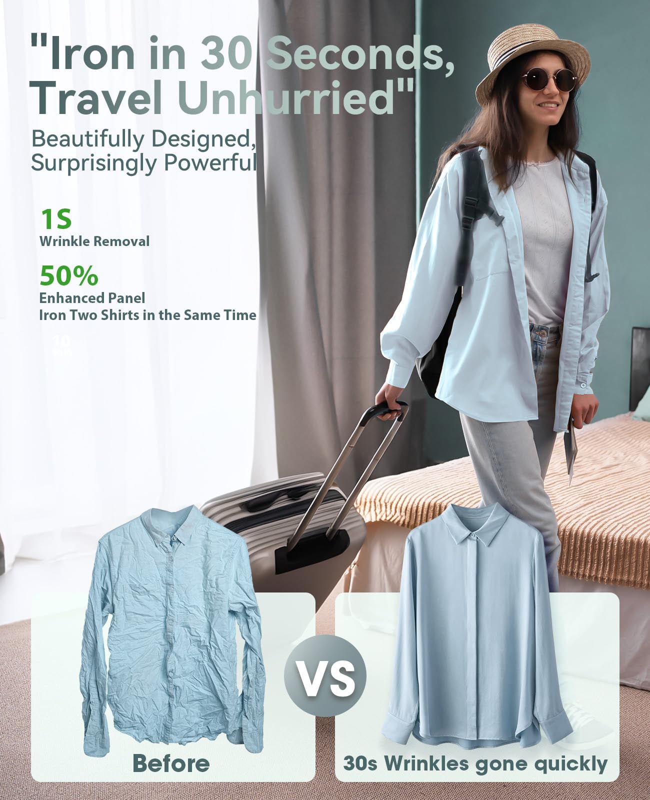 Jack  Rose Clothes Steamer,100-240V Dual Voltage Travel Steamer Clothing, 15s Fast Heat Up,Portable Handheld Steamer for Clothes,2 in 1 Garment