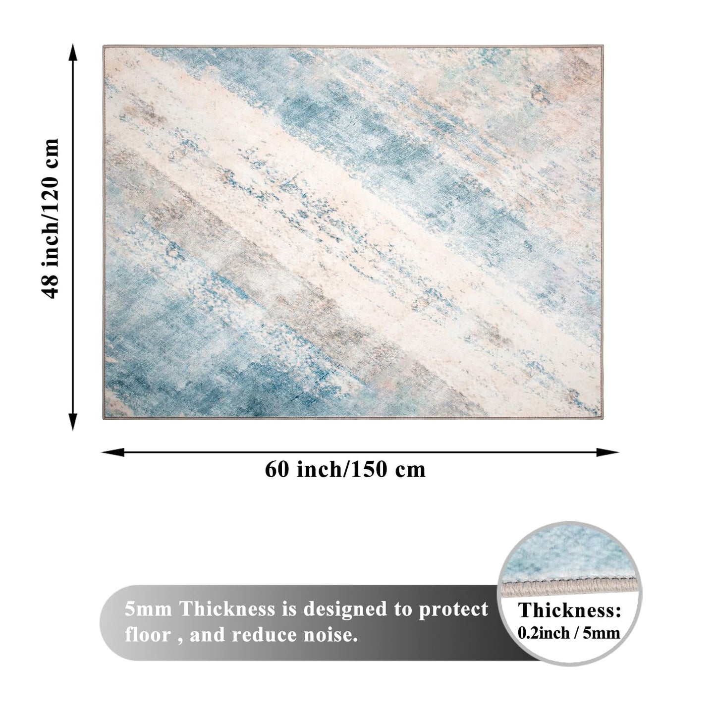 Honorstar Office Chair Mat for Hardwood Floor & Tile Floor 120×150cm Desk Chair Mat Rectangular Rug Floor Protector Gaming Chair Mat for Low Pile