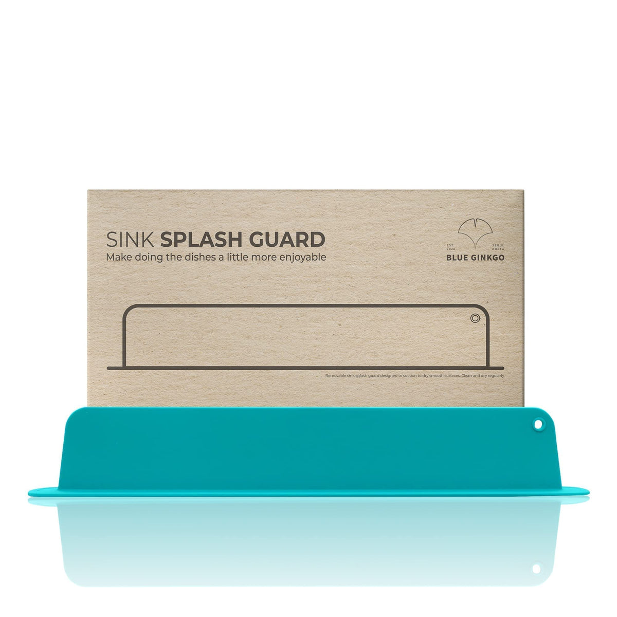 BLUE GINKGO Sink Splash Guard - (Upgraded Design) Premium Silicone Water Splash Guard for Sink, Sink Splash Guard Behind Faucet, Kitchen Island Sink